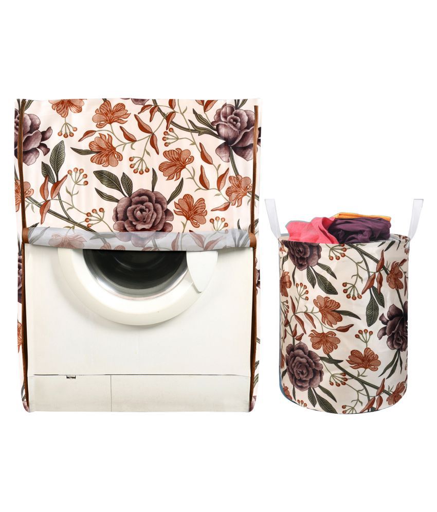     			E-Retailer Set of 2 Polyester Brown Washing Machine Cover for Universal 8 kg Front Load