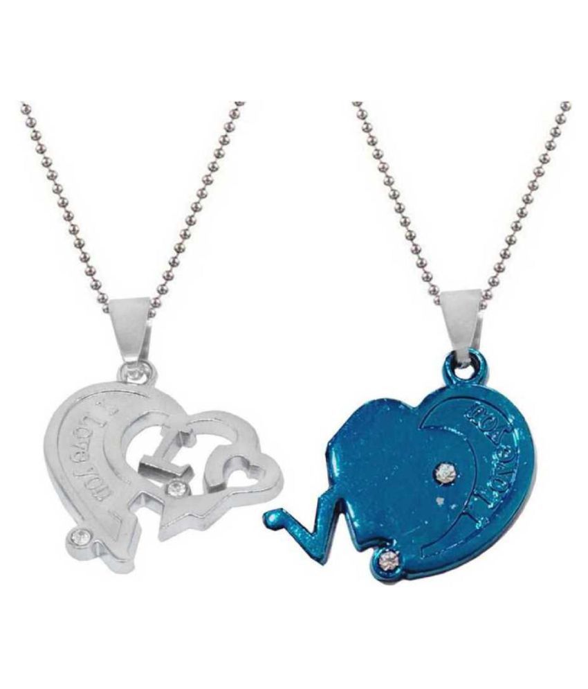 Love Couple Locket Dual Color Heart Locket with Chain for Couple ...