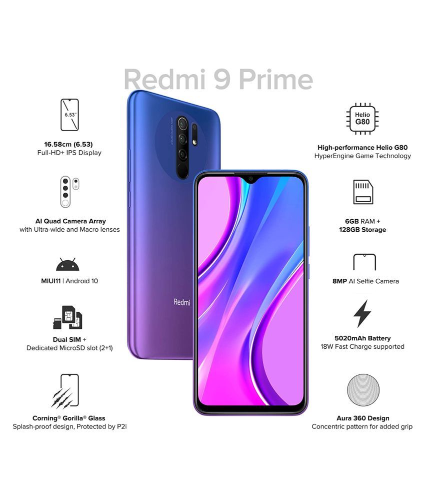 Redmi Redmi 9 Prime 128gb 4 Gb Blue Mobile Phones Online At Low Prices Snapdeal India