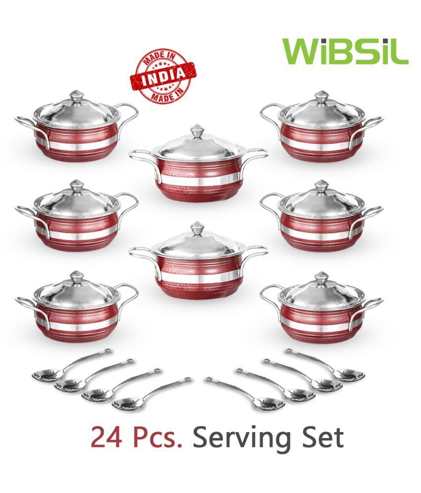 WIBSIL 24 PCS SERVING SET Stainless Steel Dinner Set of 24 Pieces Buy
