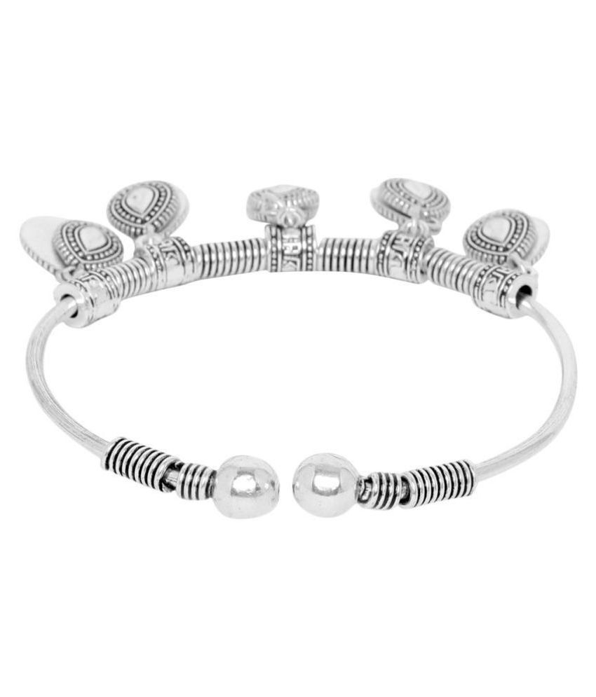 ZeroKaata Adjustable Oxidized Silver Bracelet with Drop Charms: Buy ...