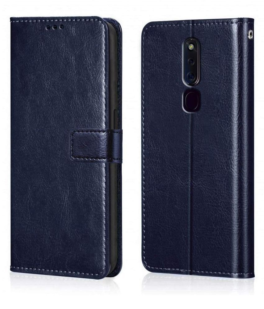     			OPPO F11 Pro Flip Cover by NBOX - Blue Viewing Stand and pocket