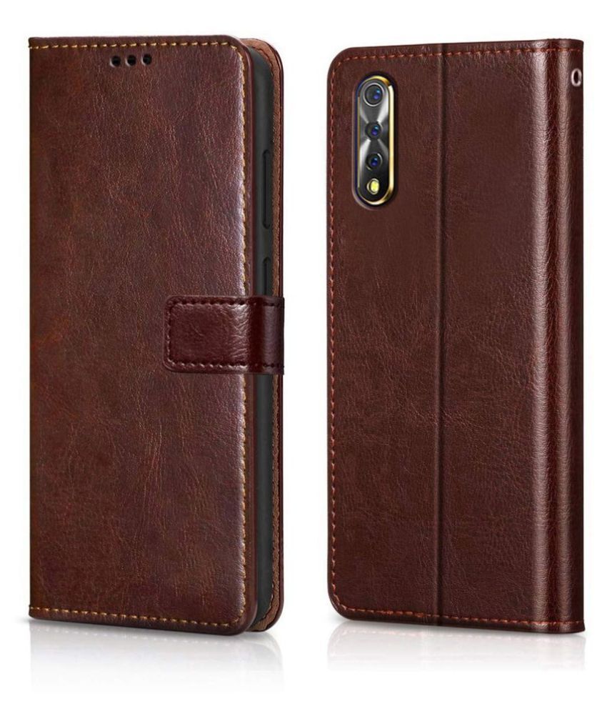     			Samsung Galaxy A50s Flip Cover by NBOX - Brown Viewing Stand and pocket
