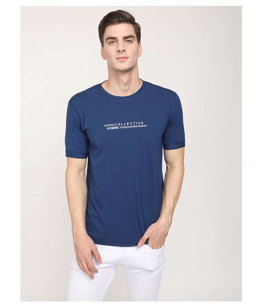 V2 Cotton Lycra Blue Solids TShirt Buy V2 Cotton Lycra Blue Solids T