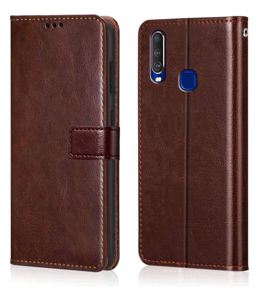     			Vivo U10 Flip Cover by NBOX - Brown Viewing Stand and pocket