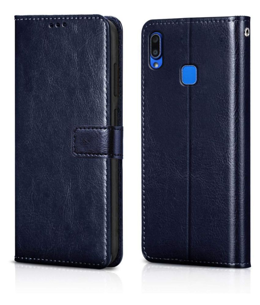     			Vivo Y91 Flip Cover by NBOX - Blue Viewing Stand and pocket