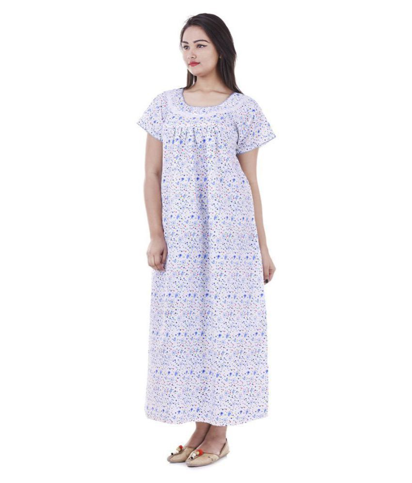 Buy Apratim Cotton Nighty & Night Gowns - White Online at Best Prices in India - Snapdeal