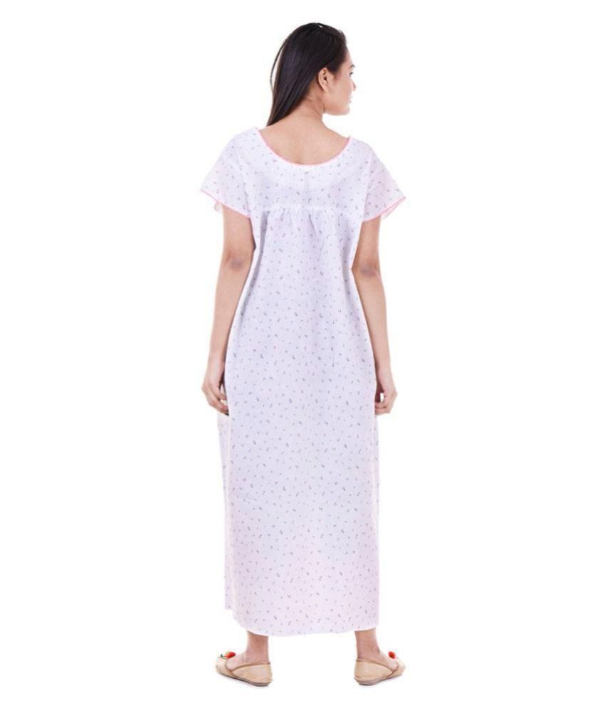 Buy Apratim Cotton Nighty & Night Gowns - White Online at Best Prices in India - Snapdeal