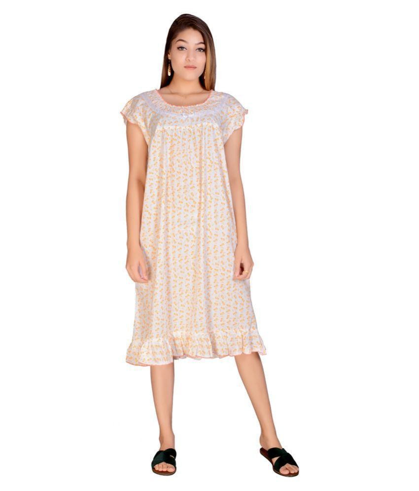 Buy Apratim Cotton Nighty & Night Gowns - White Online at Best Prices ...
