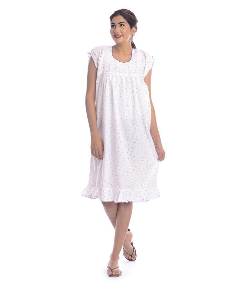 Buy Apratim Cotton Nighty & Night Gowns - White Online at Best Prices in India - Snapdeal