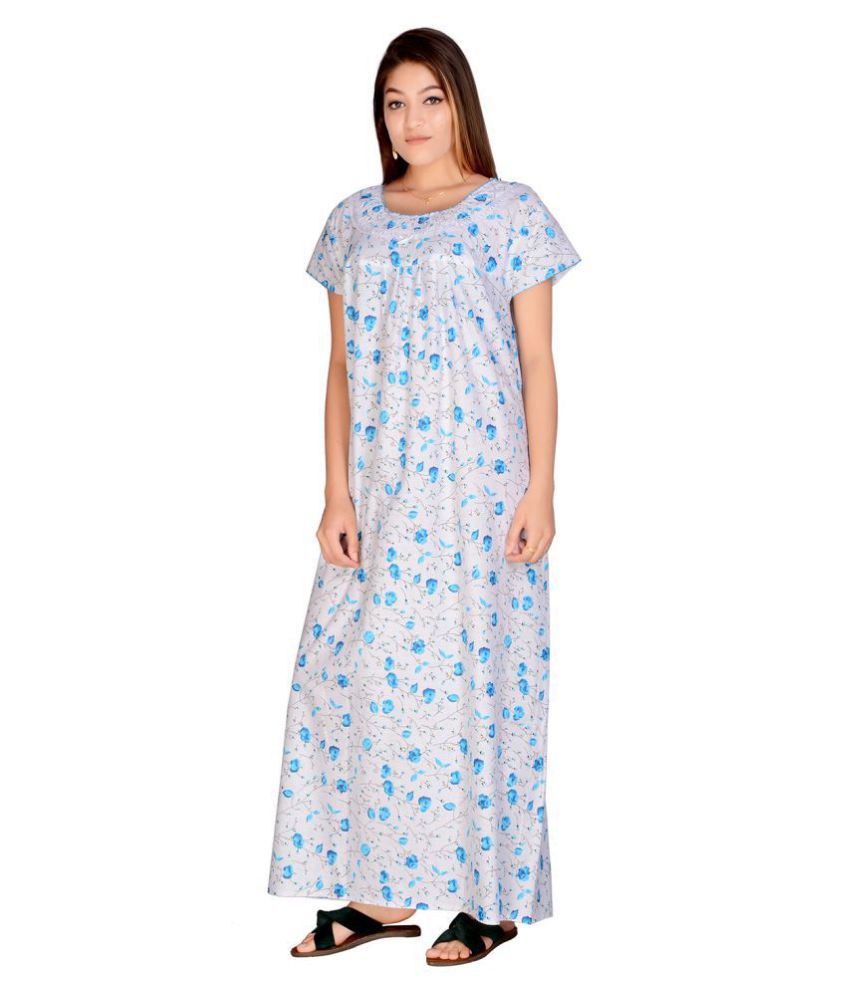 Buy Apratim Cotton Nighty & Night Gowns - White Online at Best Prices ...