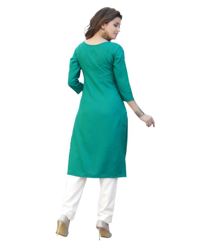 zankhi hosiery Green Cotton Blend Straight Kurti Buy zankhi hosiery