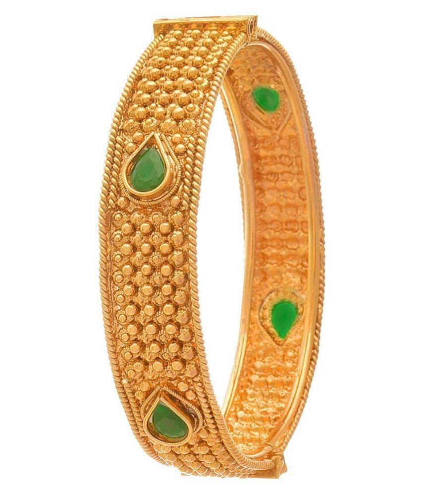     			JFL - Traditional Ethnic One Gram Glod Plated Stone Designer Openable Bangle Kada for Women