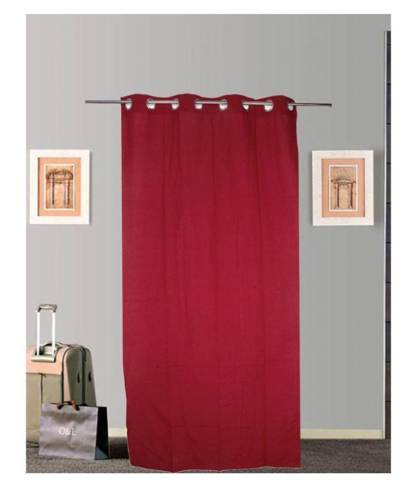     			Tidy Solid Transparent Eyelet Curtain 6.5 ft ( Pack of 1 ) - Maroon