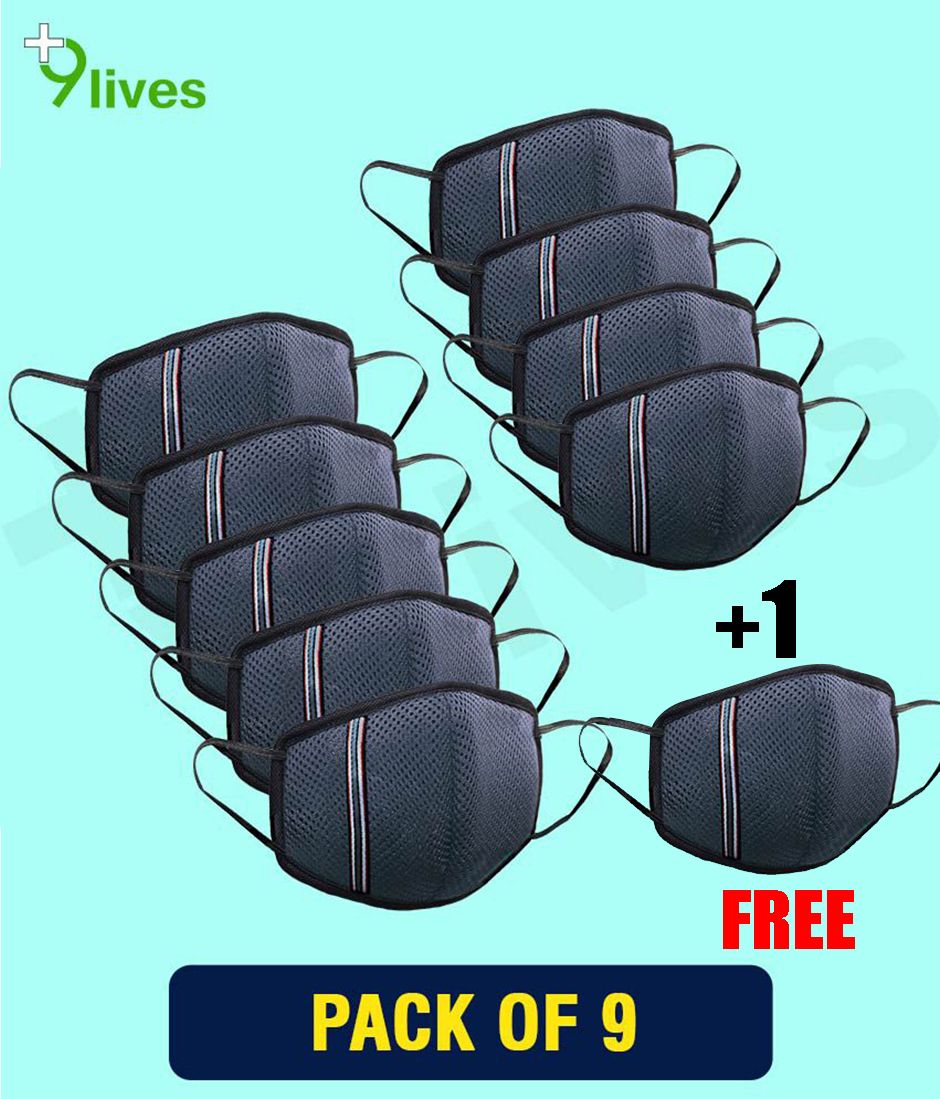 Download 9lives 6 Layer Grey DN95 Anti Pollution Face Mask-Pack of ...