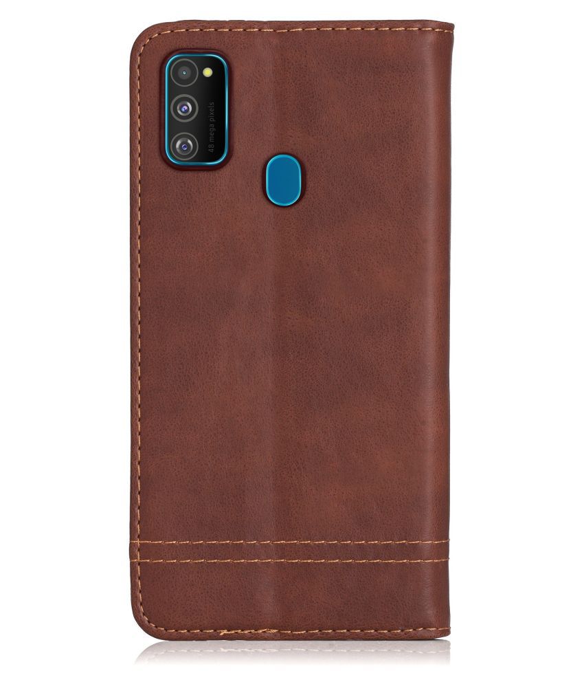 Samsung Galaxy M21 Flip Cover by PUDINI - Brown - Flip Covers Online at ...