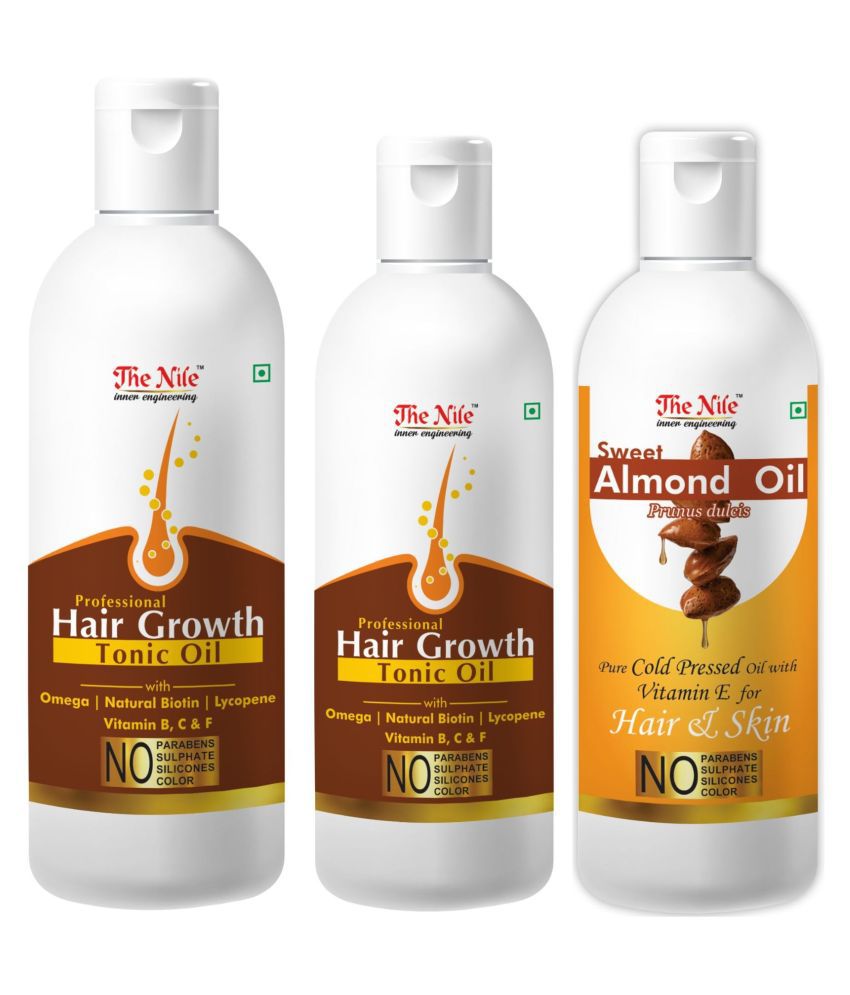     			The Nile HairTonic 150 ML + 100 ML (250 ML) + Almond Oil 100 Ml 350 mL Pack of 3