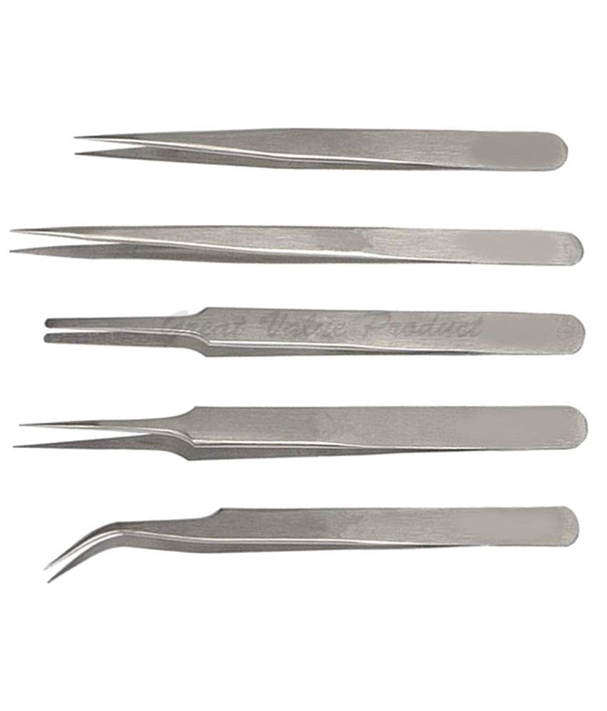 5Pcs Set Maintenance Industrial Steel Stainless Anti-Static Tweezers ...