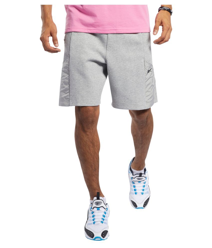 Reebok Grey Cotton Blend Fitness Shorts - Buy Reebok Grey Cotton Blend ...