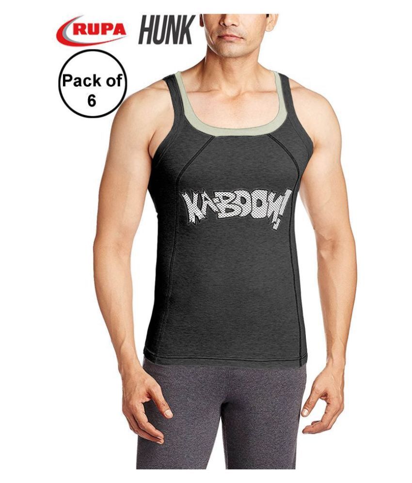     			Rupa Charcoal Sleeveless Vests Pack of 6