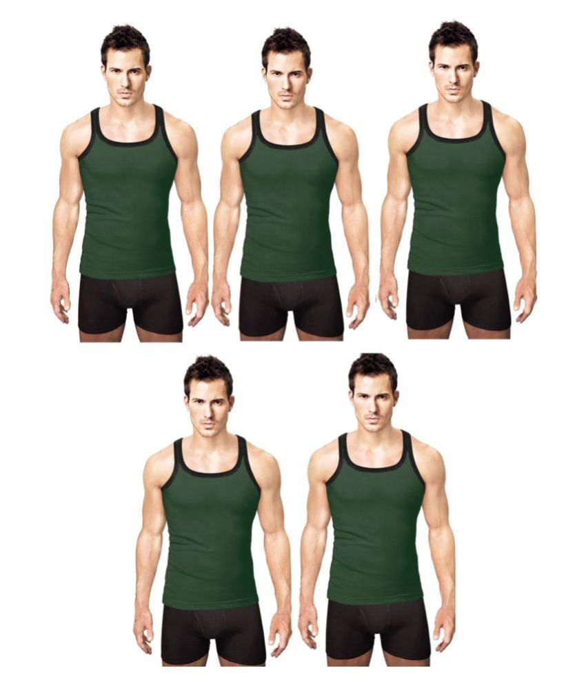     			Rupa Green Sleeveless Vests Pack of 5