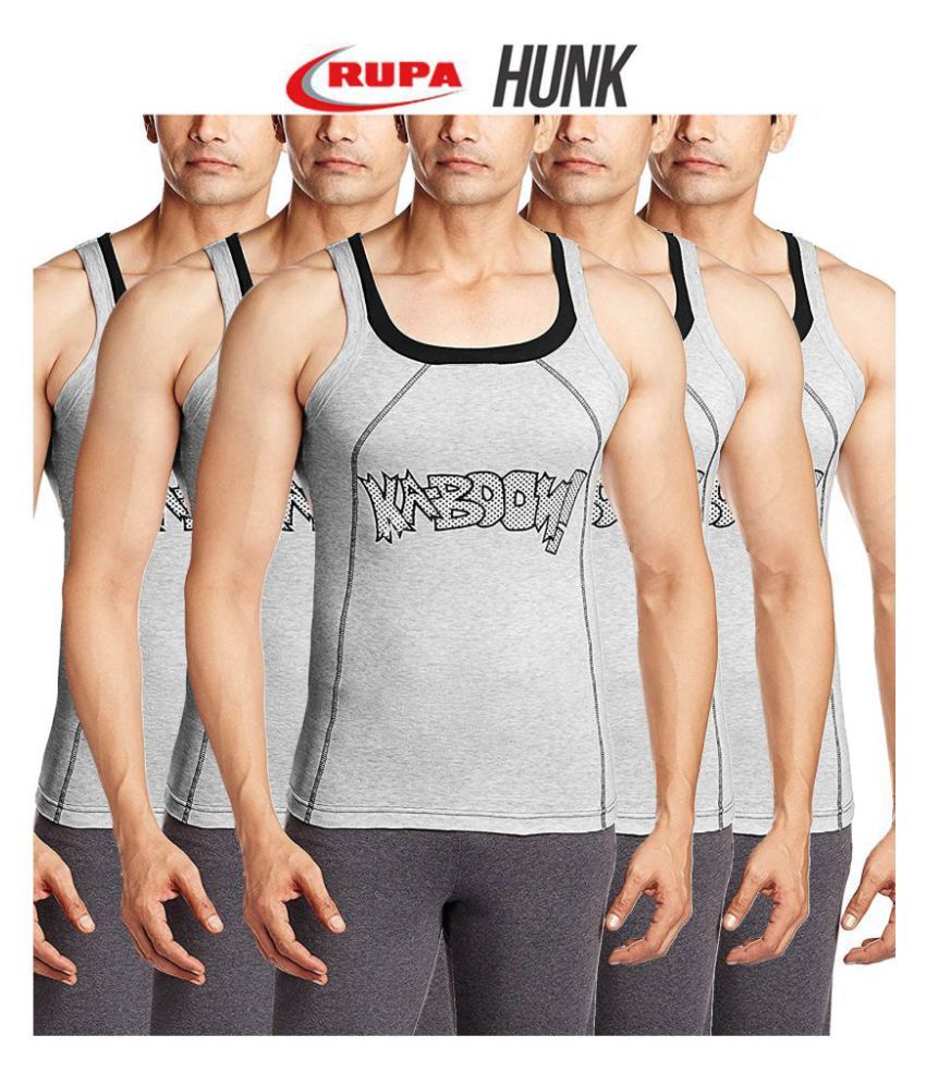     			Rupa Grey Sleeveless Vests Pack of 5