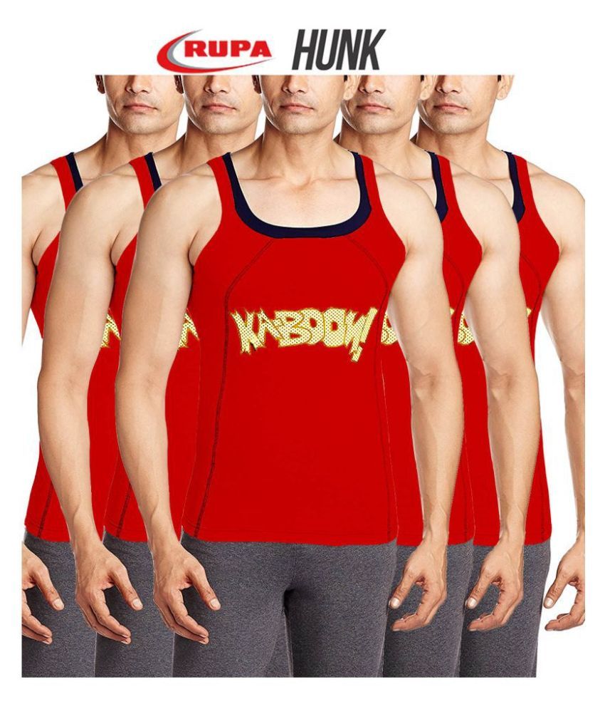     			Rupa Red Sleeveless Vests Pack of 5