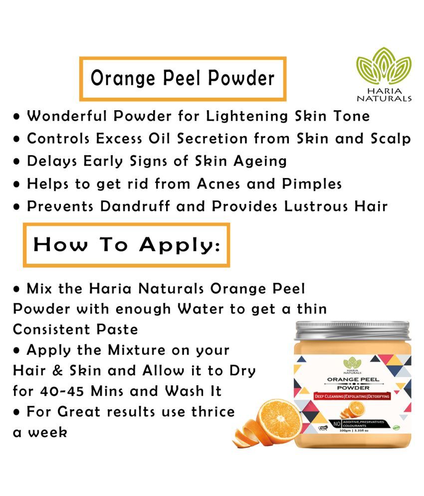 Haria Naturals 100 Pure & Naturals Orange Peel & Rose Petal Powder Face Pack 200 gm Pack of 2
