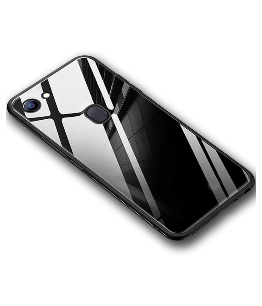 Oppo F5 Youth Glass Cover MOBCURE Black Glass Back Case Cover Plain