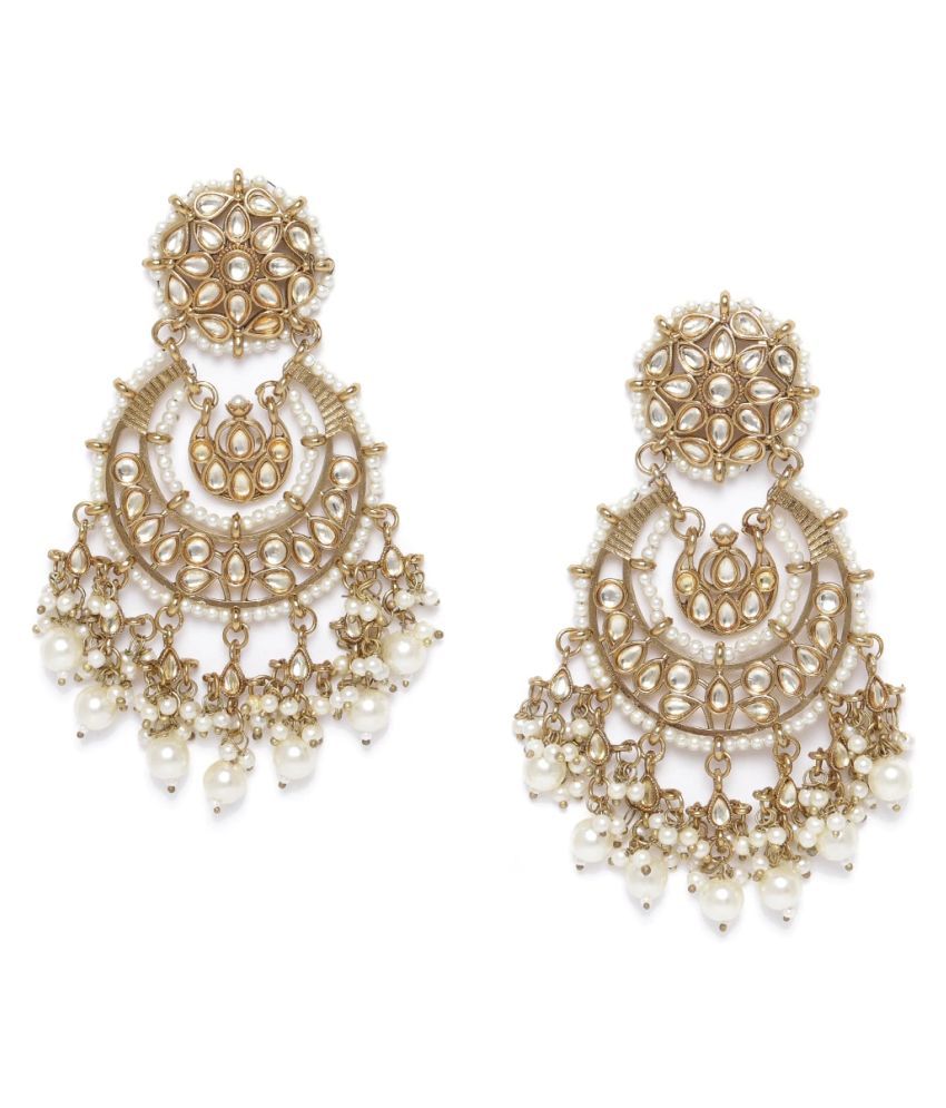 Priyassi Gold -Plated Artificial Stones Gold Earring (Chandbali) Set ...