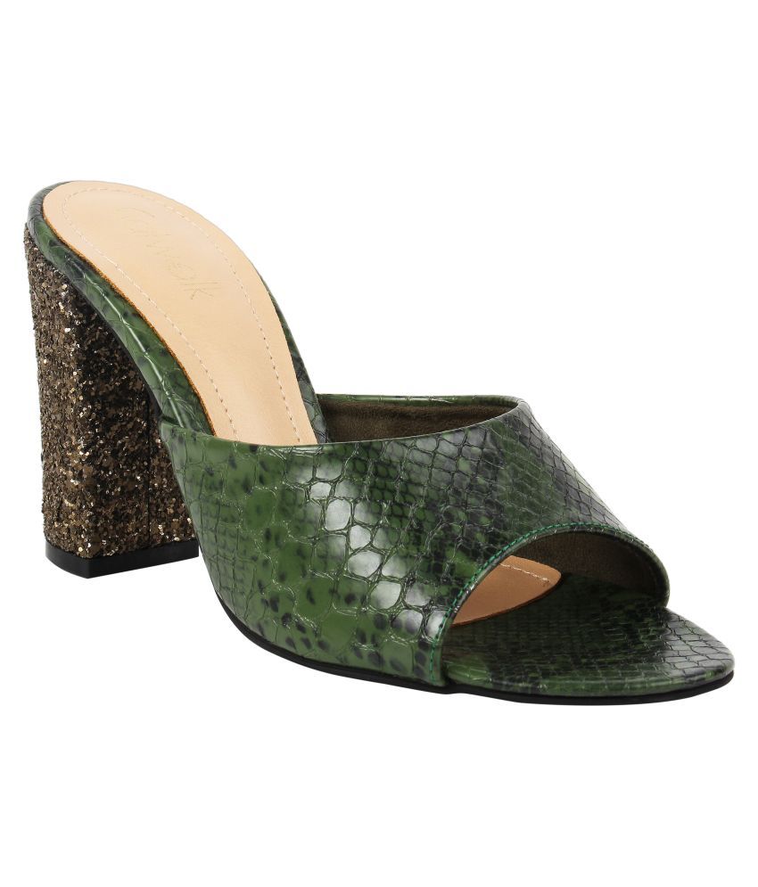 bright green block heels