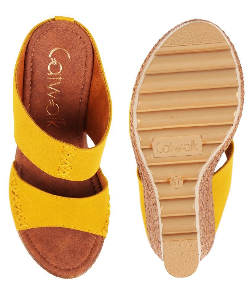 yellow heels wedges