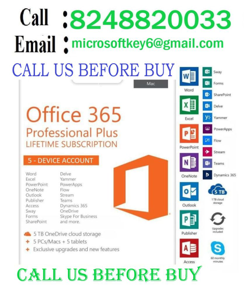 Microsoft Office 365 Pro Plus. 5 Device Account with Life Time Validity .  FOR ACTIVATION KEY CALL: 8248820033: Buy Online at Low Price in India -  Snapdeal