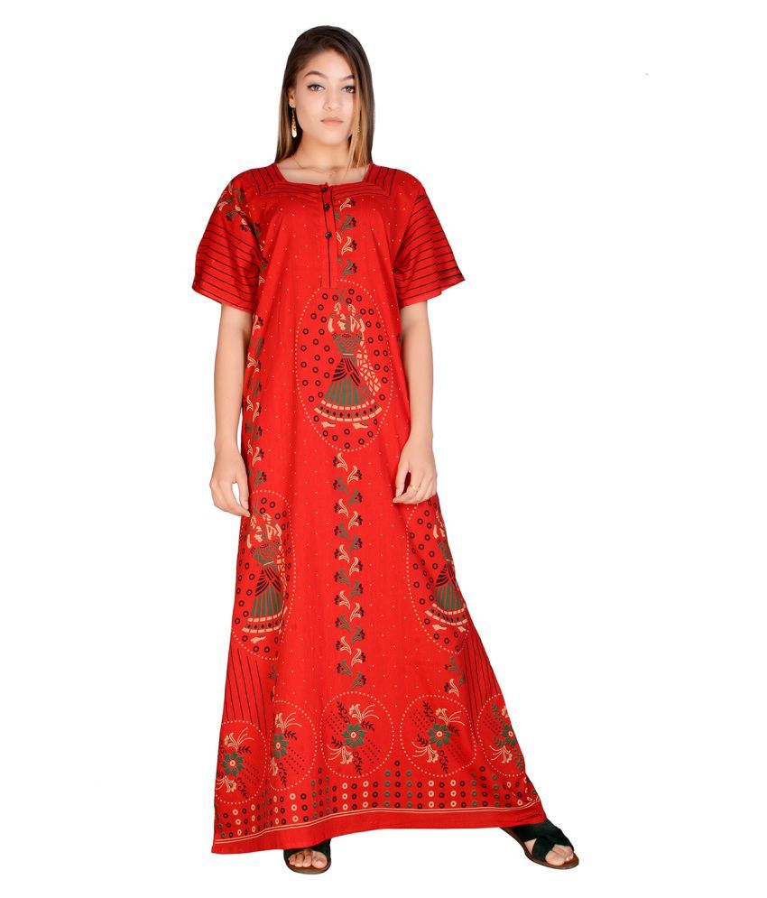 Buy Raj Cotton Nighty & Night Gowns - Red Online at Best Prices in ...