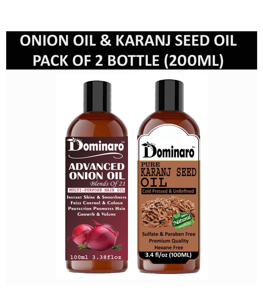 Dominaro 100% Pure Onion Oil Karanseed Oil 200 mL Pack of 2