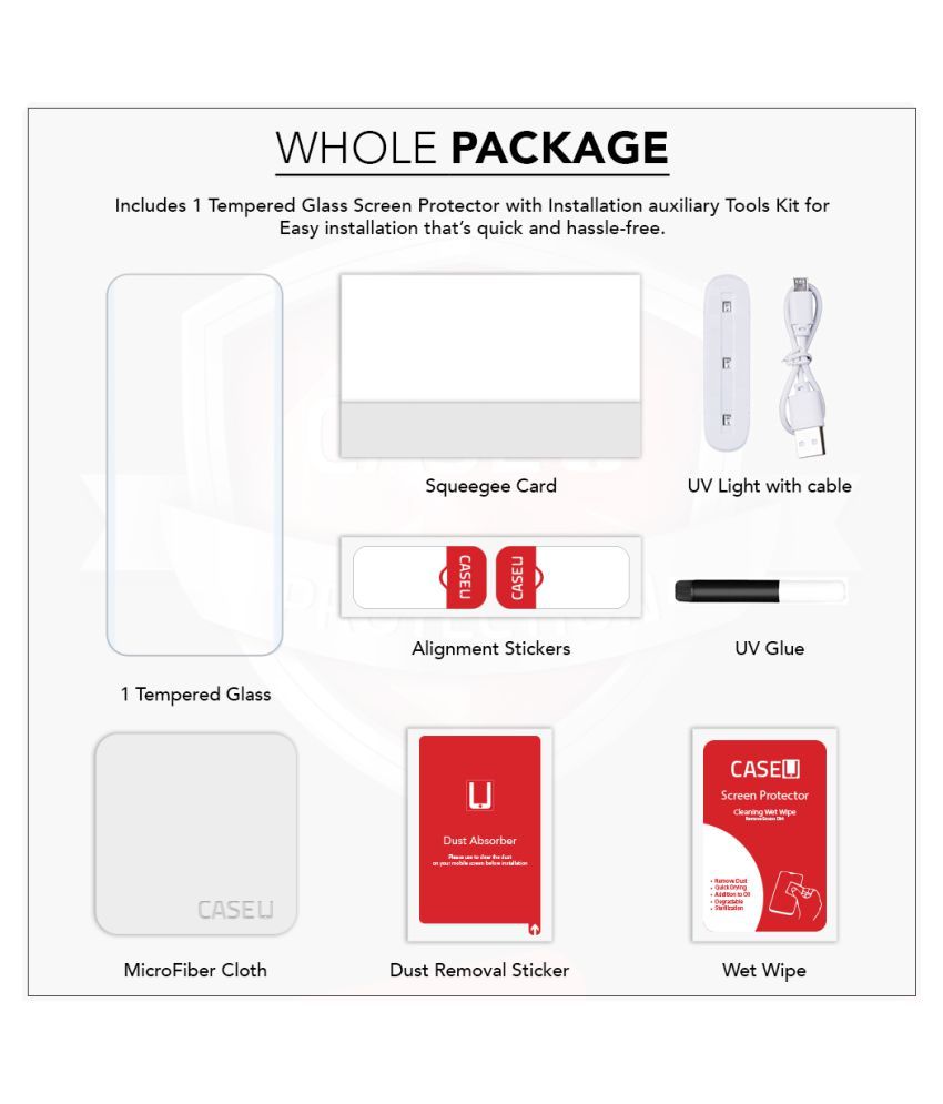 OnePlus 8 Full Glue Tempered Glass Screen Guard By Case U UV Tempered