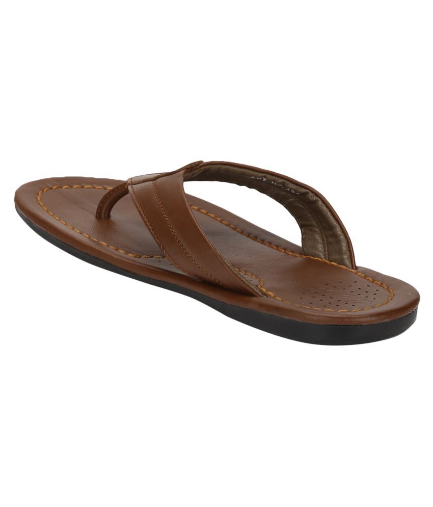 Climbr Tan Leather Slippers Price in India- Buy Climbr Tan Leather ...