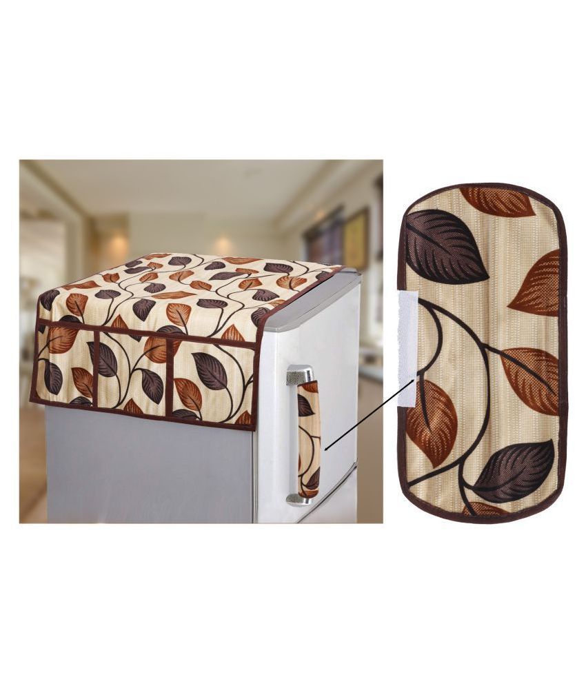     			E-Retailer Set of 2 Polyester Brown Fridge Top Cover