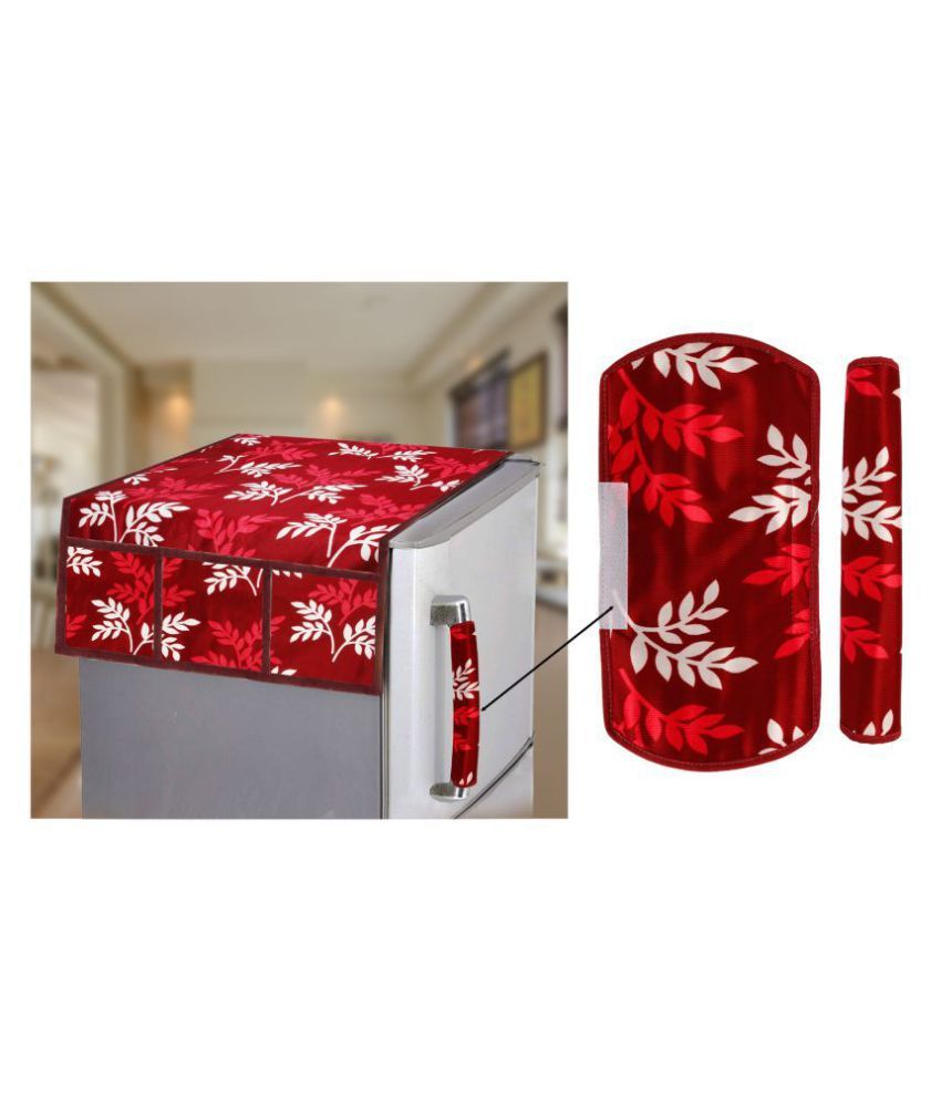     			E-Retailer Set of 3 Polyester Maroon Fridge Top Cover