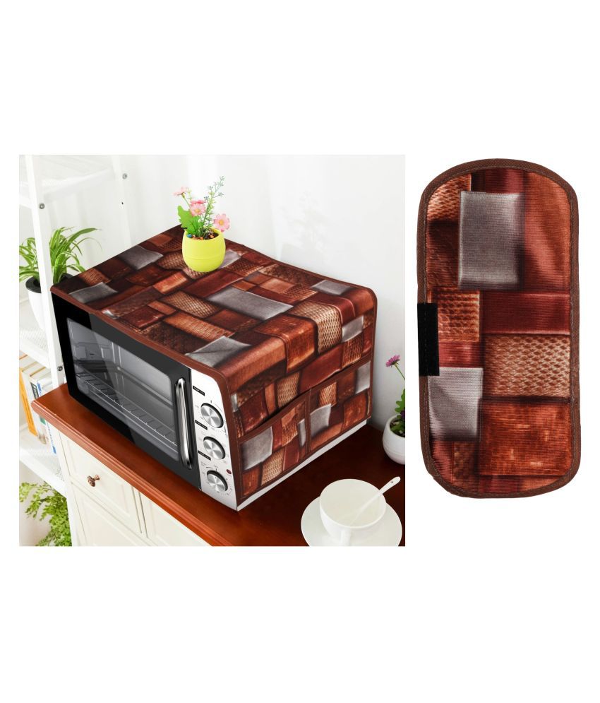     			E-Retailer Set of 2 Polyester Brown Microwave Oven Cover -