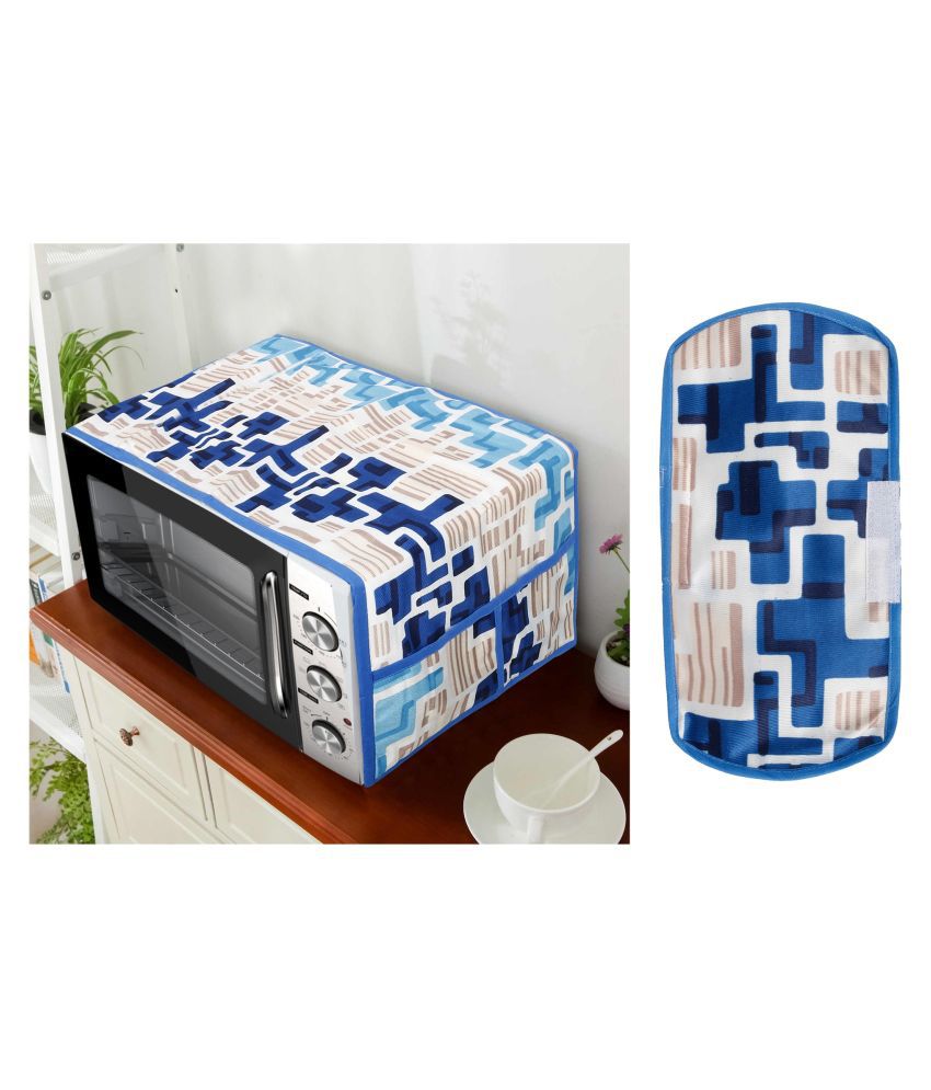     			E-Retailer Set of 2 Polyester Blue Microwave Oven Cover -