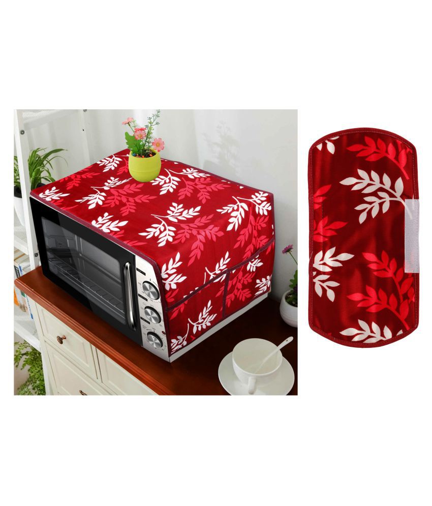     			E-Retailer Set of 2 Polyester Maroon Microwave Oven Cover -