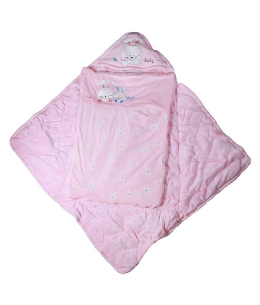 dorokids Pink Fleece Baby Wrap cum blanket ( 30 cm × 30 cm 1 pcs