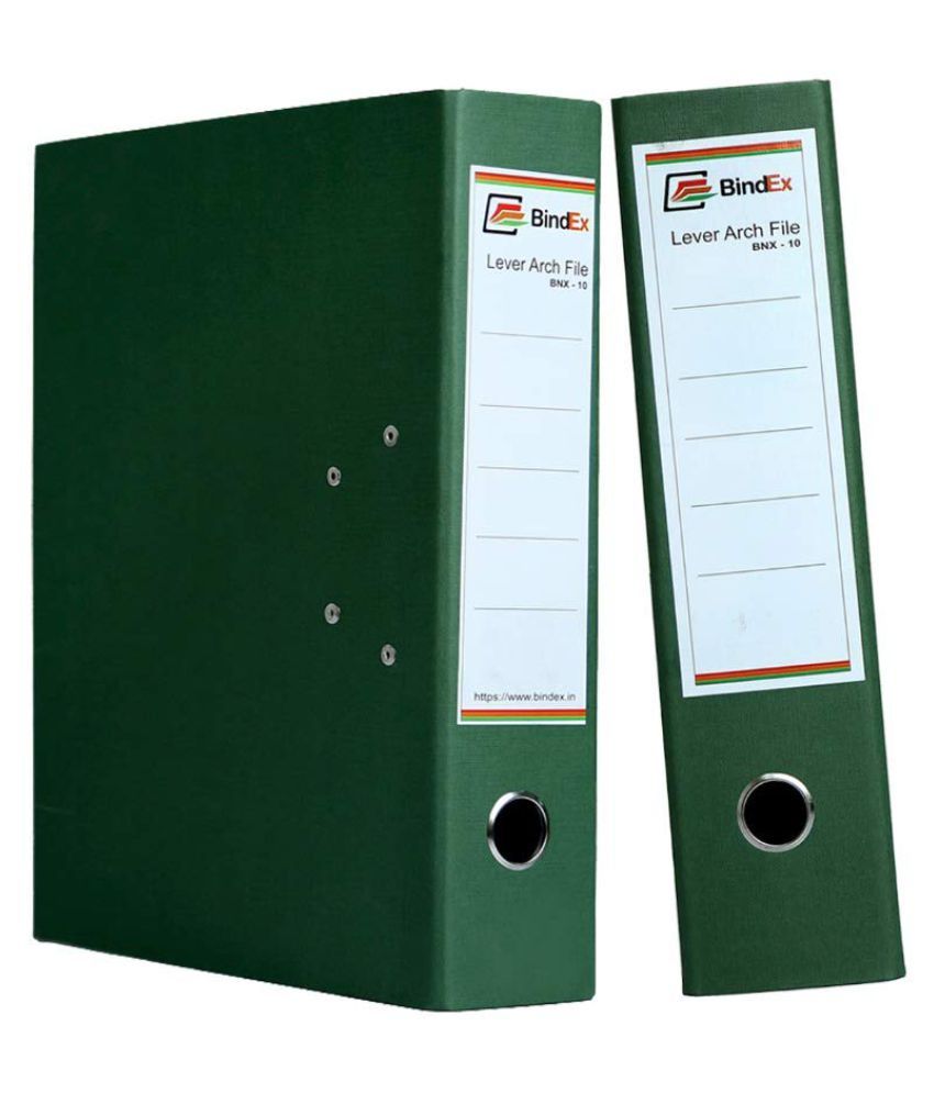 BindEx Premium Quality Kangaroo Clip Style Green Box File Pack of 4