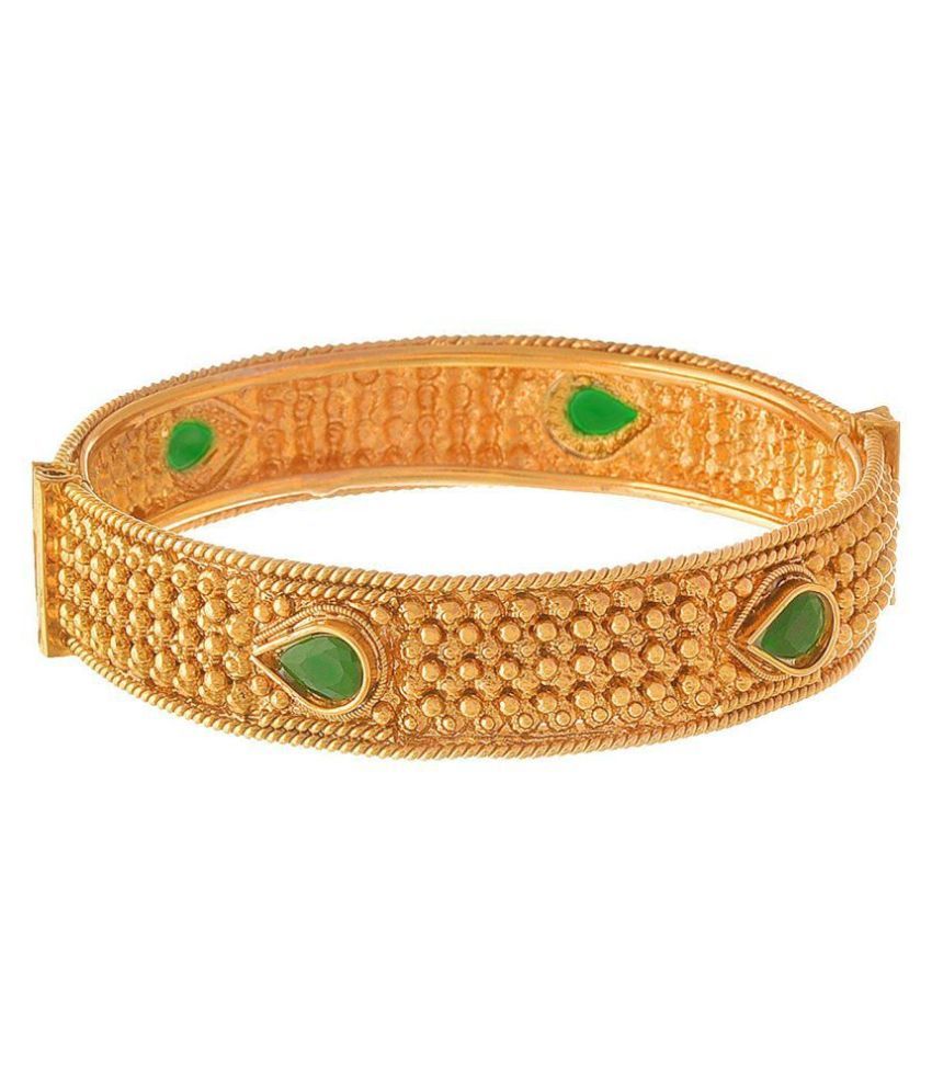     			JFL - Traditional Ethnic One Gram Glod Plated Stone Designer Openable Bangle Kada for Women.