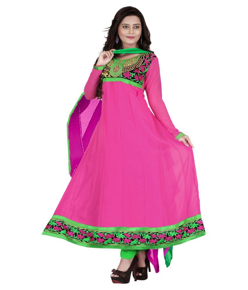 Krizel Pink Georgette Dress Material Buy Krizel Pink Georgette Dress Material Online At Best