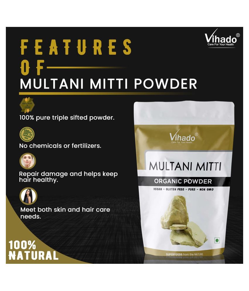 Vihado Organic Multani Mitti Powder (Bentonite clay) Face Face Pack 50
