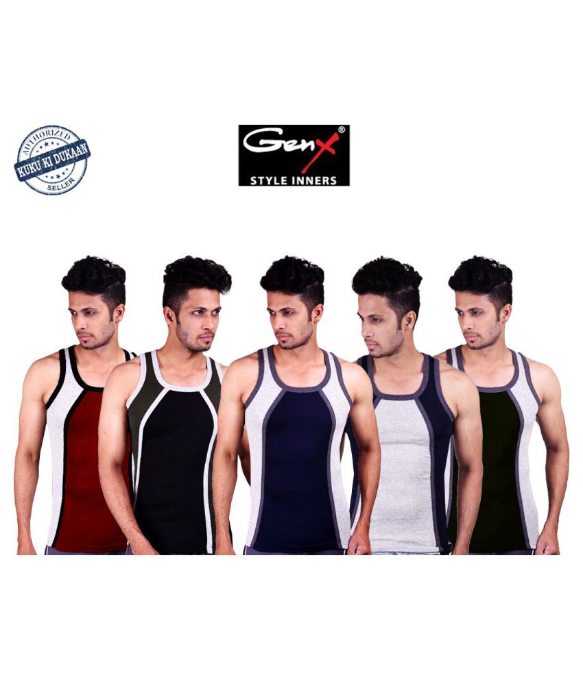     			Genx Multi Sleeveless Vests Pack of 5