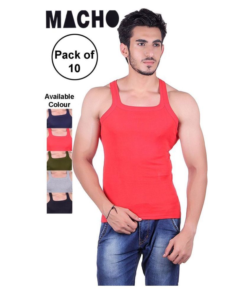     			Macho Sporto Multi Sleeveless Vests Pack of 10