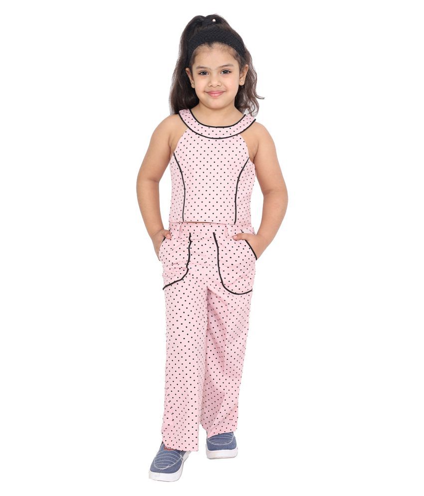     			Naughty Ninos Girls Pink Polka Dots Printed Top With Trousers